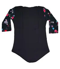 Stylish Black Crepe Printed Tops For Girls-thumb1