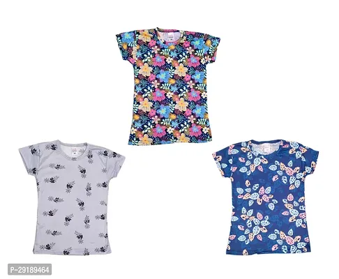 Stylish Polyester Printed Tshirt For Girls Pack of 3