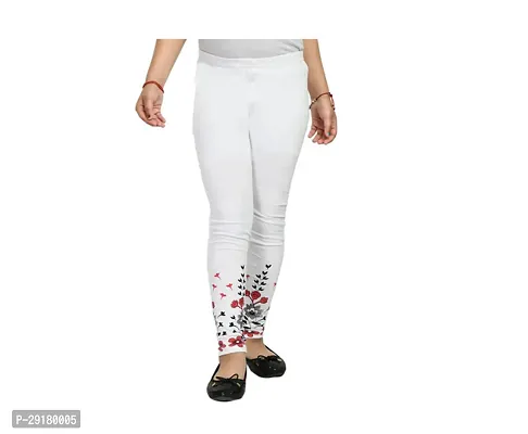 Fabulous White Cotton Printed Leggings For Girls-thumb0