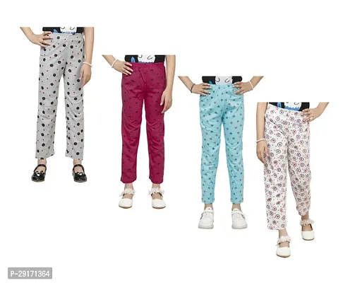 Stylish Multicoloured Cotton Printed Pyjama Lower Pant For Girls Pack Of 4-thumb0