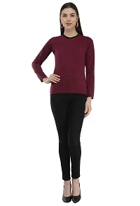 IndiWeaves Women's Full Sleeve Printed Fleece Warm T-Shirt for Winters (Maroon,XXL) Pack of 1-thumb4