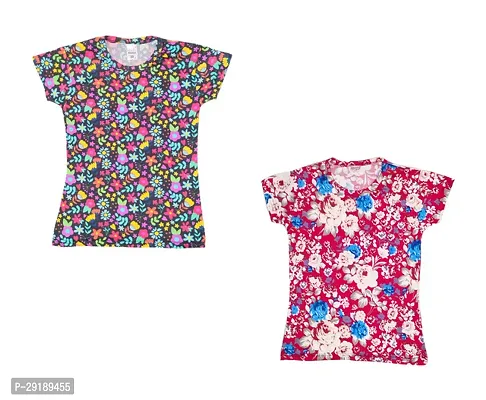 Stylish Polyester Printed Tshirt For Girls Pack of 2