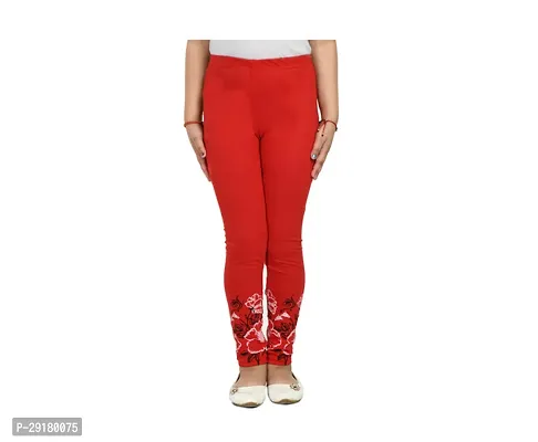Fabulous Red Cotton Printed Leggings For Girls-thumb0