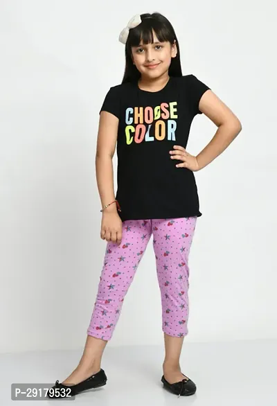 Fabulous Purple Cotton Printed Capri For Girls-thumb2