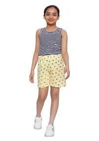 Stylish Yellow Cotton Printed Regular Shorts For Girls-thumb1