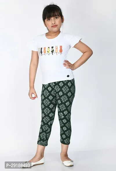 Fabulous Multicoloured Cotton Printed Capri For Girls Pack Of 2-thumb2