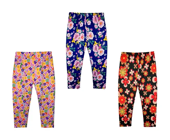 Girls Stylish Multicolored Polyester Regular Fit Capris Pack of 3