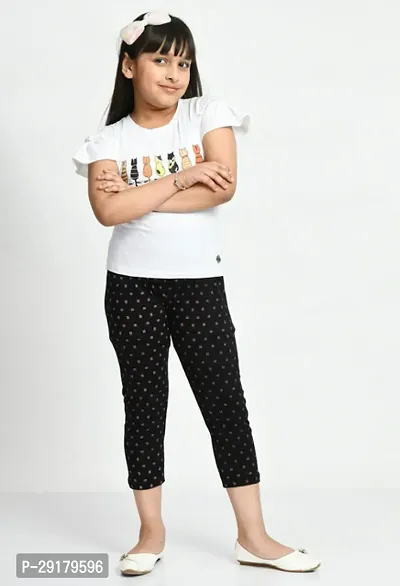 Fabulous Black Cotton Printed Capri For Girls-thumb2