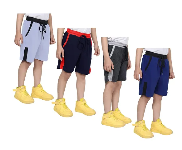 Stylish Boys Cotton Casual Shorts Pack Of 4