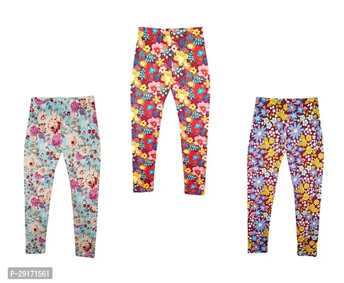 Fabulous Multicoloured Polyester Printed Leggings For Girls Pack Of 3