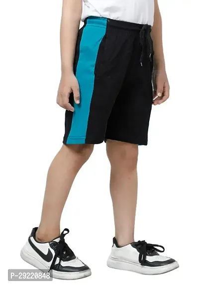 Stylish Black Cotton Solid Shorts For Boys