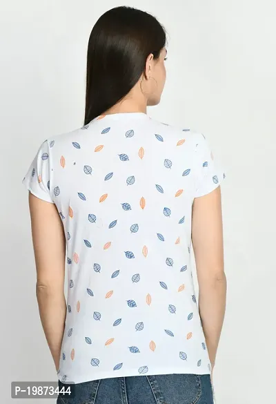 Stylish White Cotton Printed Tshirt For Women-thumb5