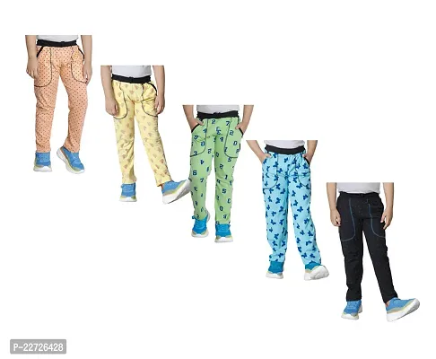 Stylish Cotton Multicoloured Track Pant For Boys Pack Of 5