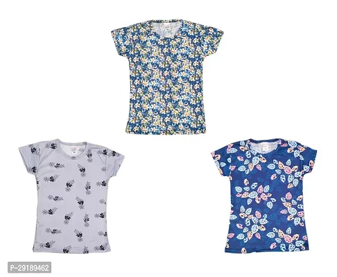 Stylish Polyester Printed Tshirt For Girls Pack of 3-thumb0