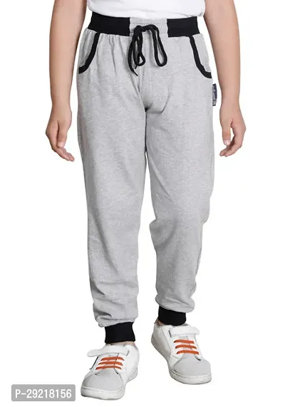 Charming Grey Cotton Solid Track Pant For Boys