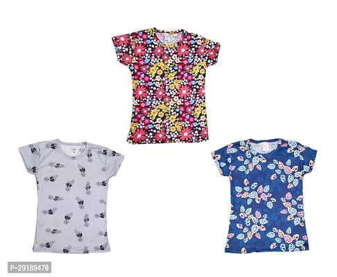 Stylish Polyester Printed Tshirt For Girls Pack of 3