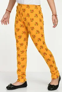 Stylish Yellow Cotton Printed Leggings For Girls-thumb2