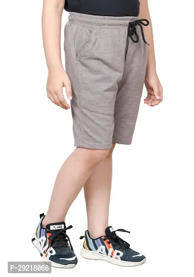 Elegant Grey Polyester Solid Shorts For Boys-thumb5