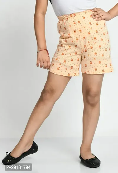 Fabulous Beige Cotton Printed Shorts Hot Pant For Girls