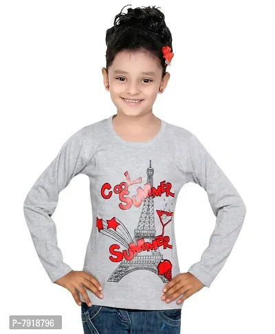 IndiWeaves Girls Cotton Gray Full Sleeves Printed T-Shirts(10200-13-IW-L_Multicolor_Large)-thumb3