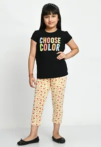 Fabulous Beige Cotton Printed Capri For Girls-thumb1