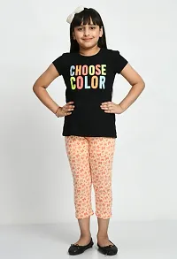 Fabulous Peach Cotton Printed Capri For Girls-thumb1