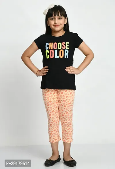 Fabulous Peach Cotton Printed Capri For Girls-thumb2