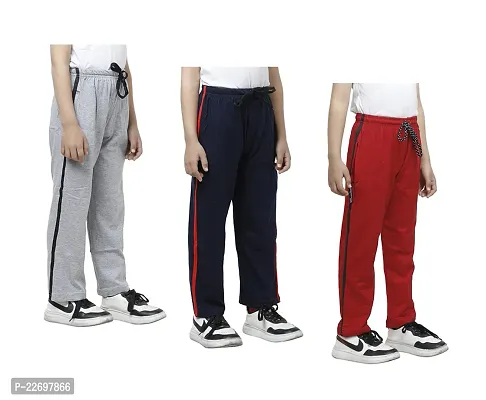 Charming Multicoloured Cotton Solid Track Pant For Boys Pack Of 3