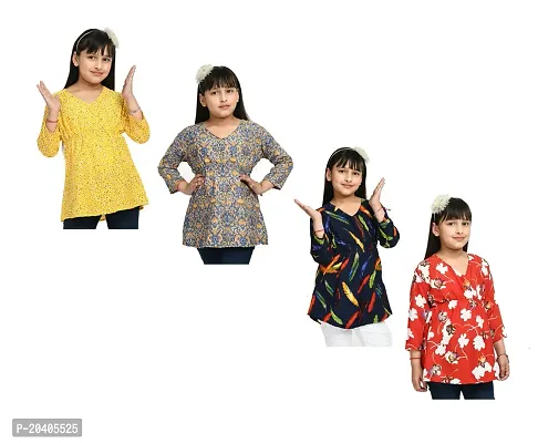 Beautiful Multicoloured Crepe Tops Pack Of 4