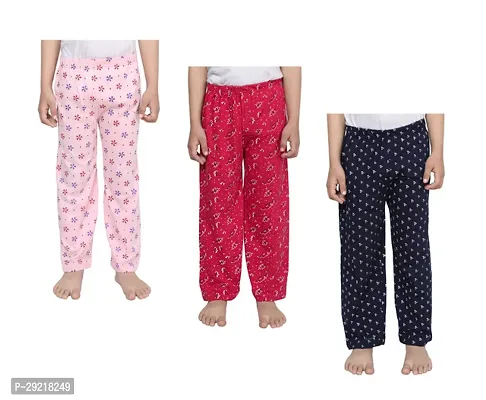 Stylish Cotton Printed Pyjama For Girls Pack Of 3