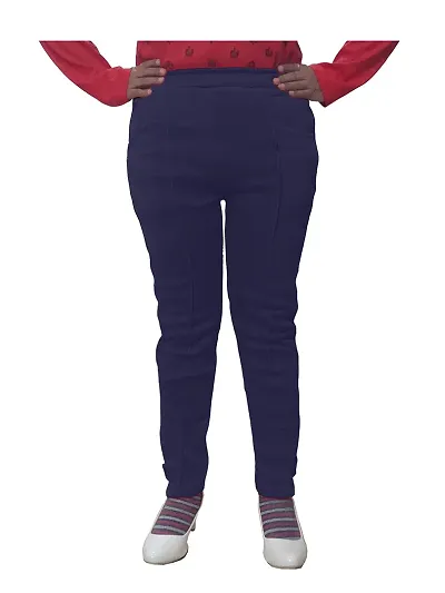 IndiWeaves Women's Woolen Warm Full Length Pant for Winters (Navy Blue,M) Pack of 1