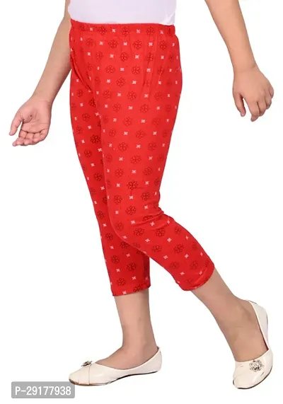 Fabulous Red Cotton Printed Capri For Girls-thumb3