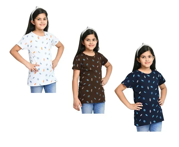 Elegant Round Neck T-Shirts For Girls- Pack Of 3