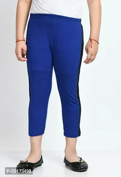 Stylish Blue Cotton Solid Capris For Girls-thumb2