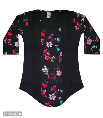 Stylish Black Crepe Printed Tops For Girls-thumb0