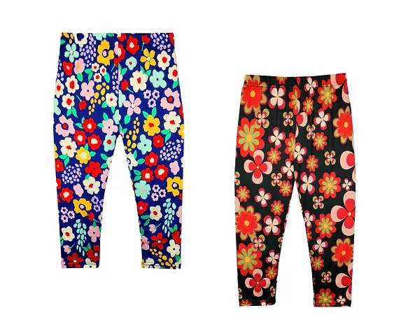 Girls Stylish Multicolored Polyester Regular Fit Capris Pack of 2