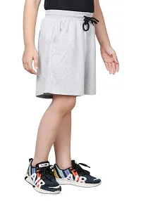 Elegant Grey Cotton Blend Solid Shorts For Boys-thumb4