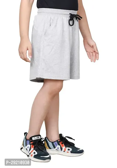 Elegant Grey Cotton Blend Solid Shorts For Boys-thumb5