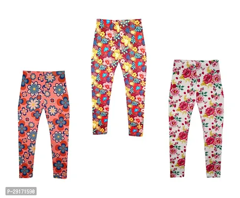 Fabulous Multicoloured Polyester Printed Leggings For Girls Pack Of 3