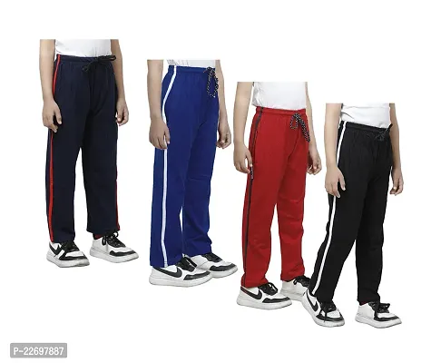 Charming Multicoloured Cotton Solid Track Pant For Boys Pack Of 4