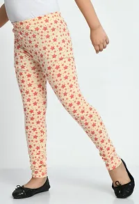 Stylish Beige Cotton Printed Leggings For Girls-thumb2