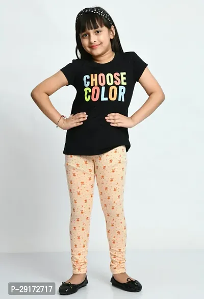 Stylish Multicoloured Cotton Printed Leggings For Girls Pack Of 3-thumb2