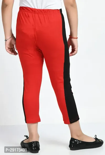 Stylish Red Cotton Solid Capris For Girls-thumb5