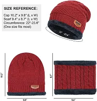 Winter Knit Beanie Woolen Cap Hat and Neck Warmer Scarf Set for Men  Women-thumb3