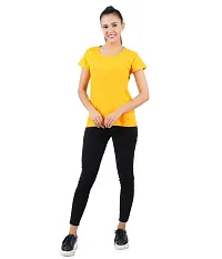 Midaas Womens Cotton Solid Tshirt Mustard::Melange Large Pack of 2-thumb3