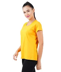 Midaas Womens Cotton Solid Tshirt Mustard::Melange Small Pack of 2-thumb2