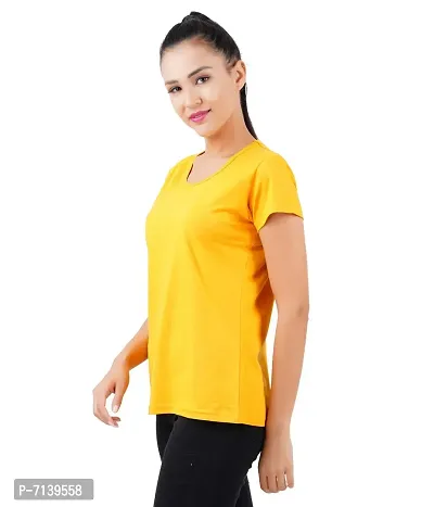 Midaas Womens Cotton Solid Tshirt Mustard::Melange Small Pack of 2-thumb3