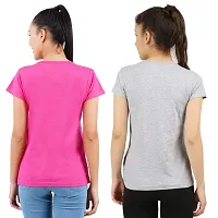 Midaas Womens Cotton Solid Tshirt Dark Pink::Melange Medium Pack of 2-thumb1