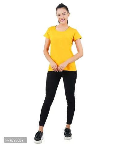 Midaas Womens Cotton Solid Tshirt Mustard::Melange X-Large Pack of 2-thumb4