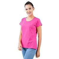 Midaas Womens Cotton Solid Tshirt Dark Pink::Pink Medium Pack of 2-thumb2